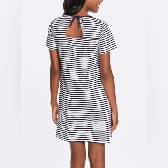 Draper James Sailor Stripe Ponte Shift Dress White & Navy Large - Picture 2 of 10